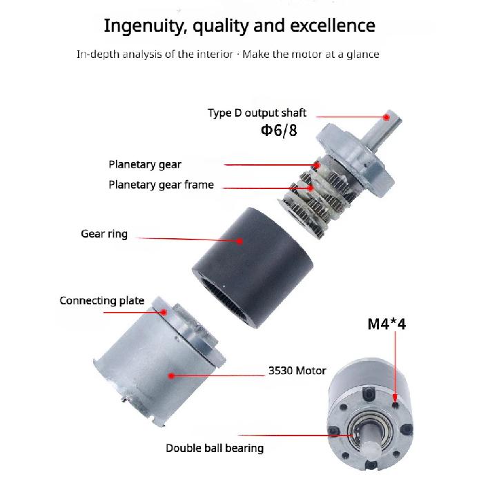 36mm DC Planetary Gear Motor 12v 24v Shaft Diameter 6mm/8mm 36GP-3530 Adjustable Speed Can CW CCW Electric Motor