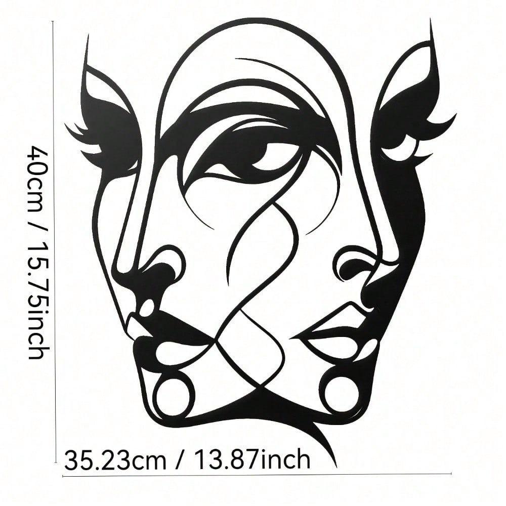 1 Piece Of Classic Abstract Female Face Metal Wall Art, An Original Pattern Sculpture, An Elegant Wall Decoration