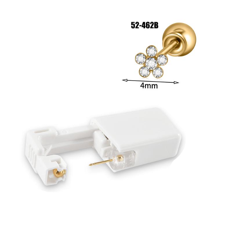 Strumento monouso per piercing all'orecchio in acciaio inossidabile Orecchini Fiore Farfalla Base Sfera con Pietra di Zircone Pistola per Orecchie monouso