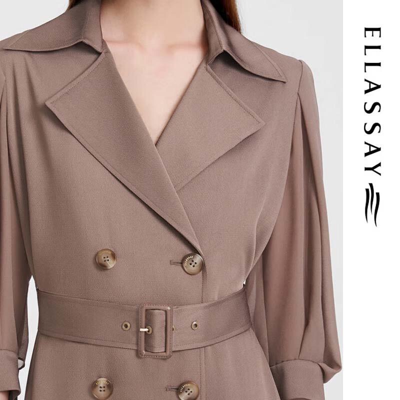 ELLASSAY Women's Vintage Trench Style Midi Dress