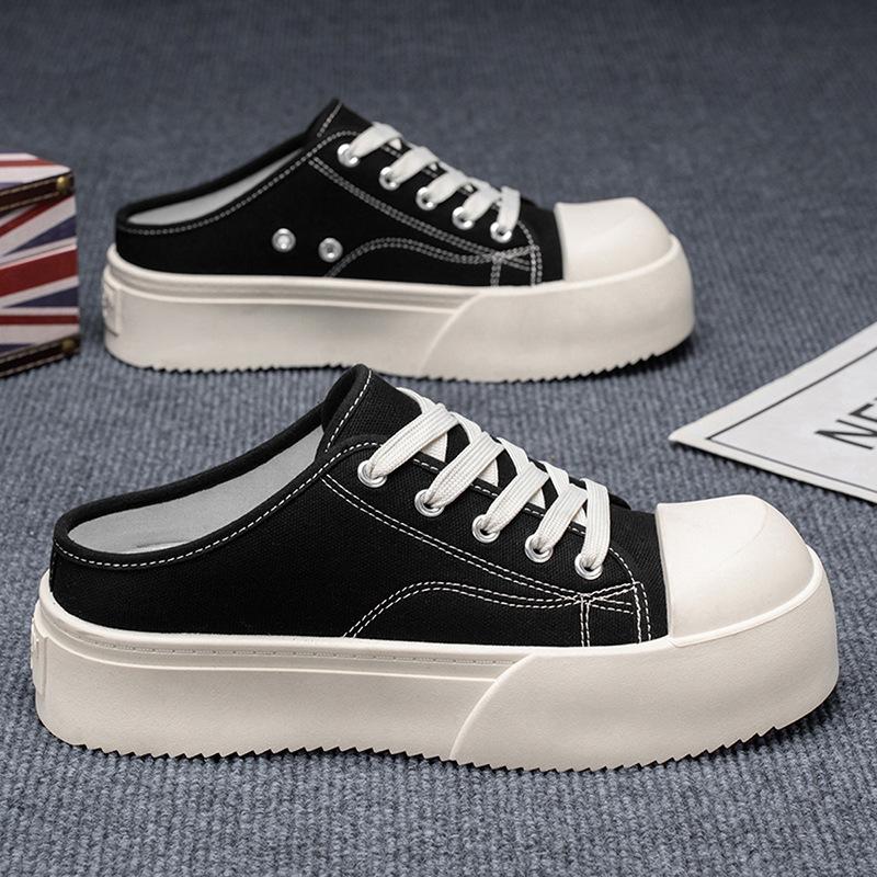 Men's shoes new 2025 summer breathable trend versatile soft sole lightweight low-top men's casual bag head canvas half drag