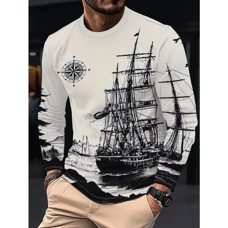 Autumn Men's 3D Printed Crew Neck Long Sleeve T-Shirt