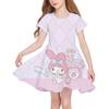 Summer New Girls Short-Sleeved Dress Hello Kitty 3D Printed Children's Fishtail Skirt Casual