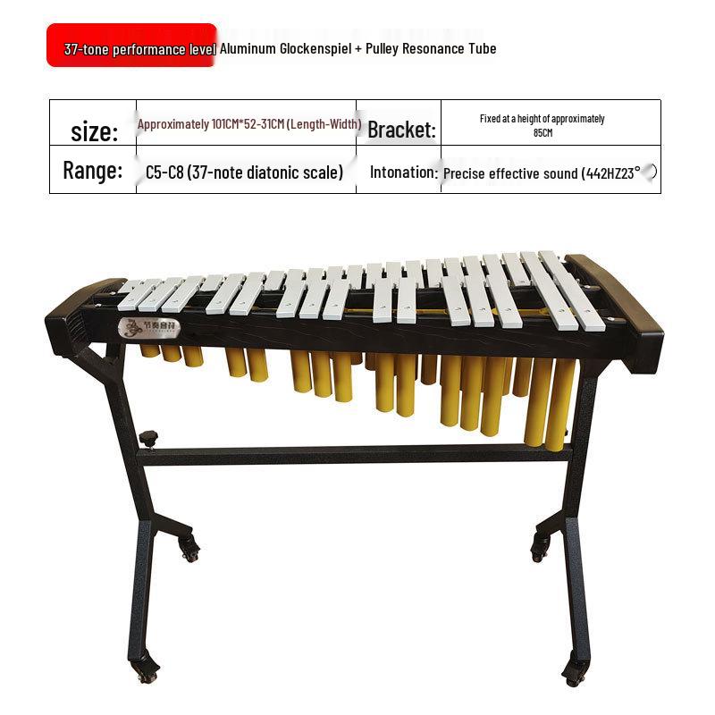 Professional Marimba Rosewood & Aluminum Xylophone, 32-37 Tone Percussion Steel Tongue Drum