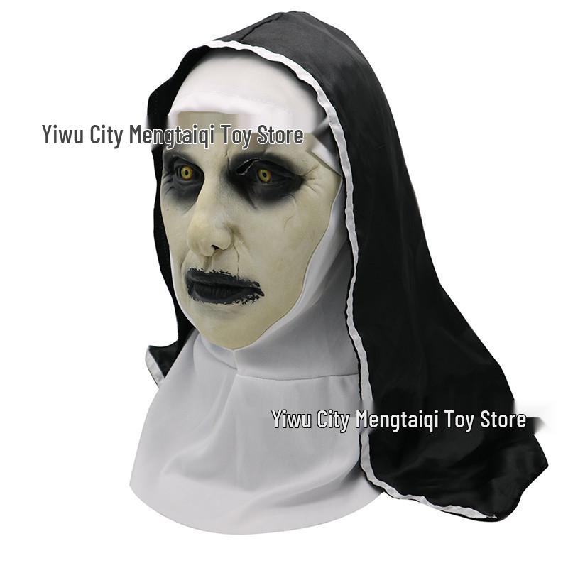 LED Glowing Nun Mask - Halloween Ghost Face Scare Prop
