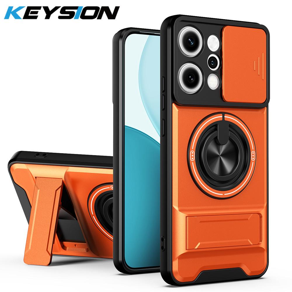 KEYSION Magnetic Phone Case for OPPO Reno14 Pro 5G Reno14 F 5G Slide Camera Protection Upright Kickstand Ring Shockproof Cover