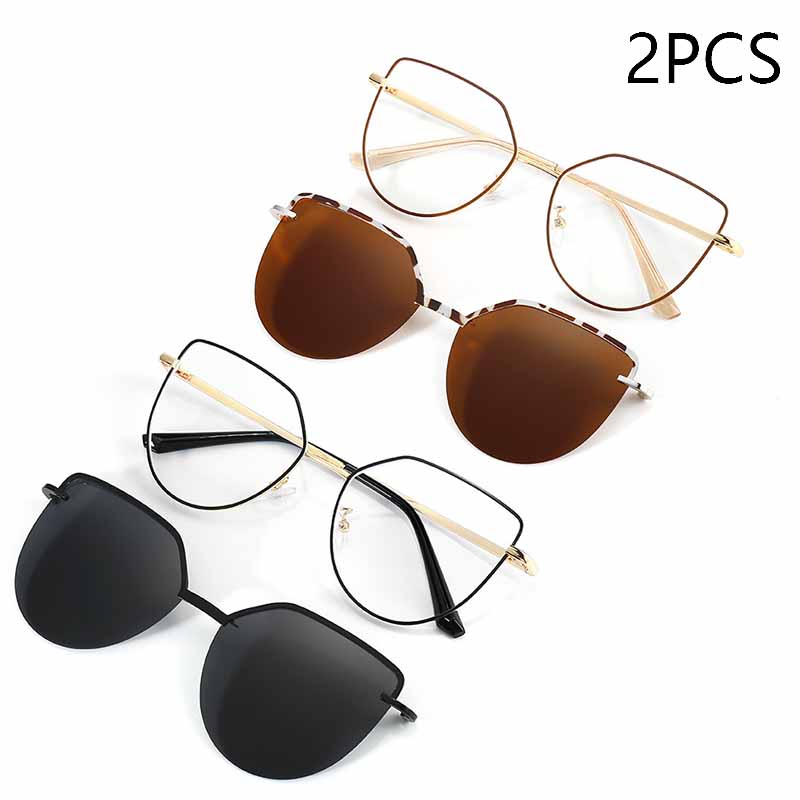Cat-Eye Klapp-Sonnenbrille Damen Blaulichtfilter Brillenrahmen Polarisiert Magnetischer Clip Damenmode Computerbrille 7002
