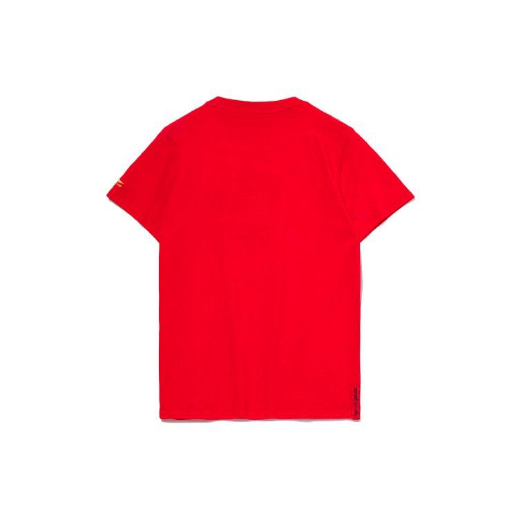 Li Ning Sports Fashion Series Daily Progress Cartoon Round Neck Short Sleeve T-Shirt Women Tops Cinnabar-Red AHSR002-1