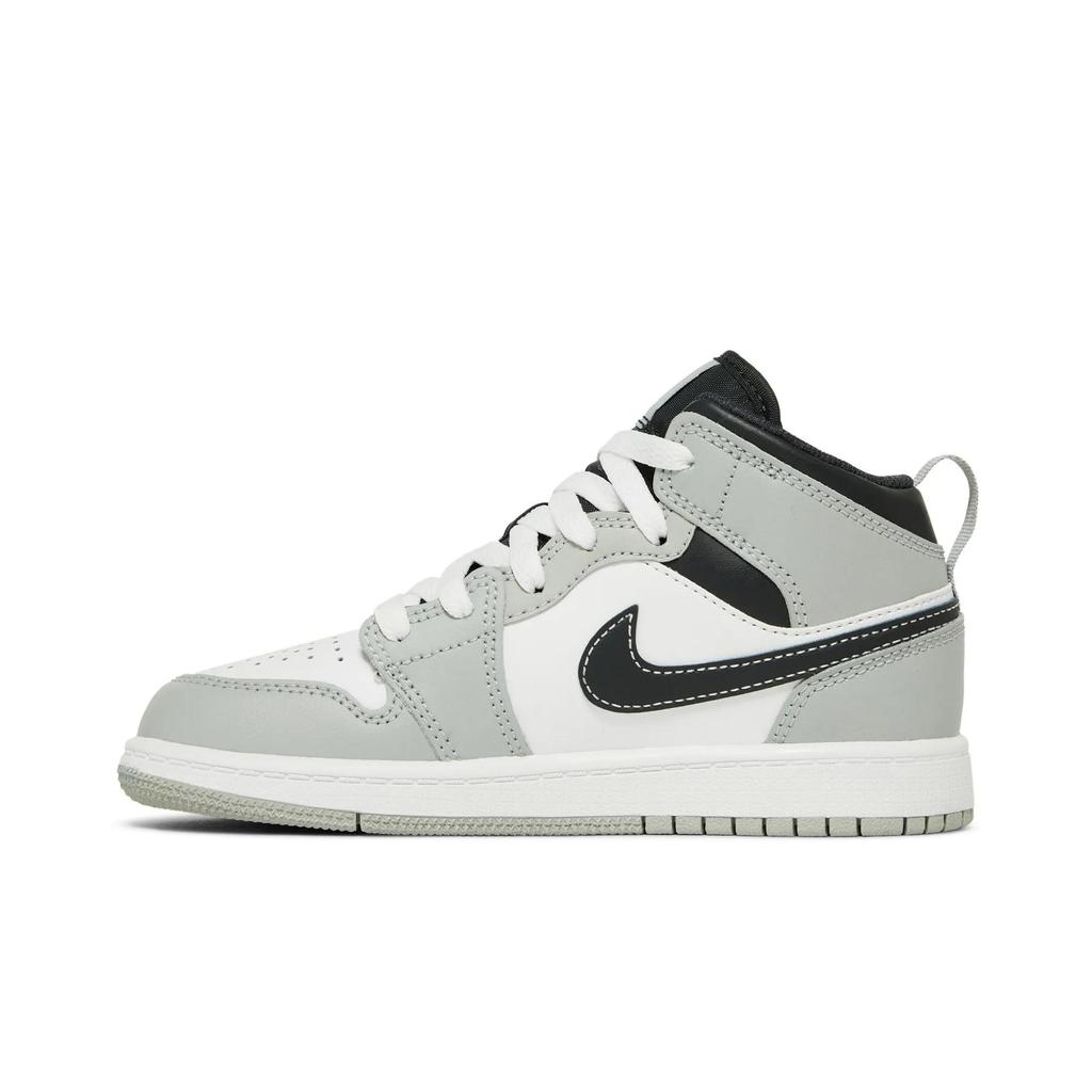 Air Jordan 1 Mid PreSchool 'Light Smoke Grey' (Unisex) Light Smoke Grey / White / Anthracite Kids' Basketball Shoes 640734 078