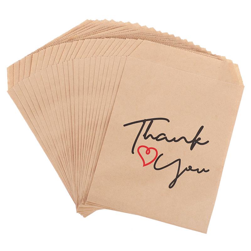 25/50pcs 13x18cm Kraft Paper Candy Cookie Bags Wedding Favors Thank You Gift Packing Bag For Guest Birthday Party Decor Supplies