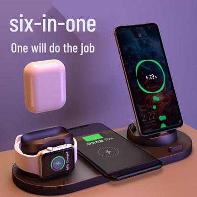 Six-in-One Wireless Charger for Apple Devices: Fast Charging for iPhones, Watches & Earphones