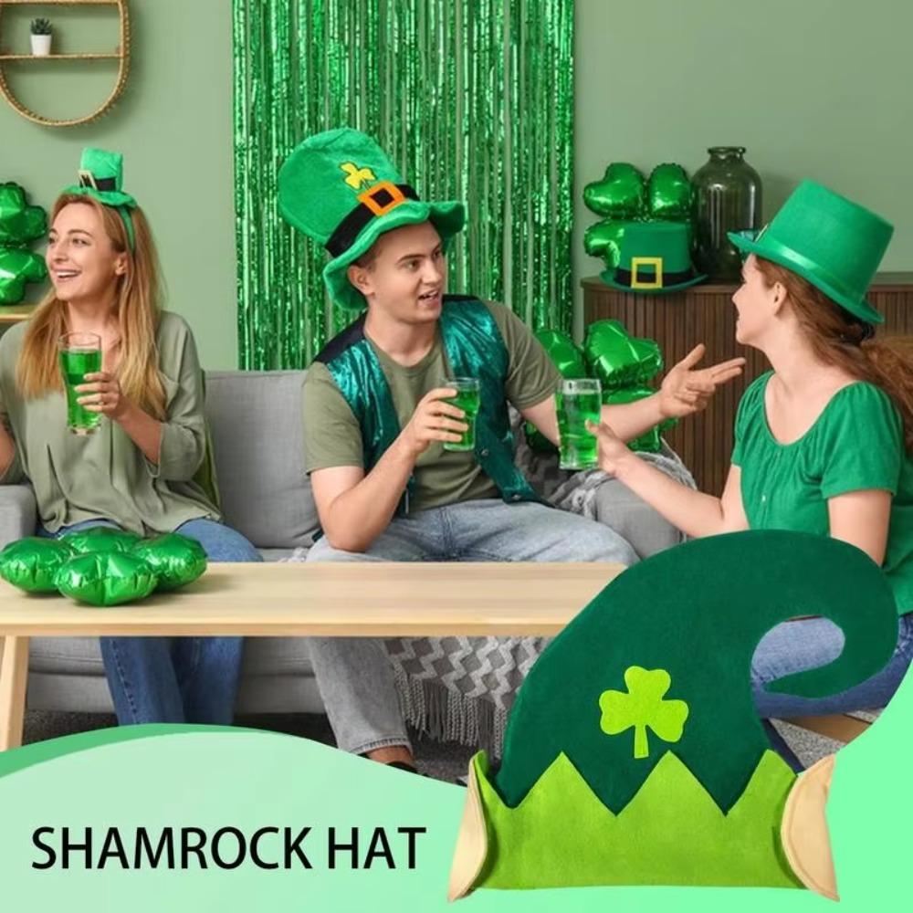 Print Shamrock Elves Hat Green Lucky Clover Hat New St. Patrick's Day Hat  Adults Kids