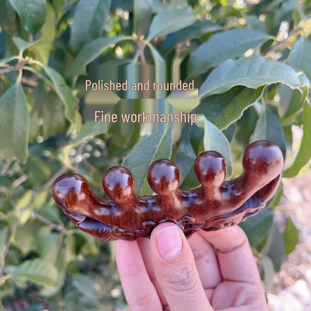 Gold Sandalwood Double-Sided Carved Massage Comb