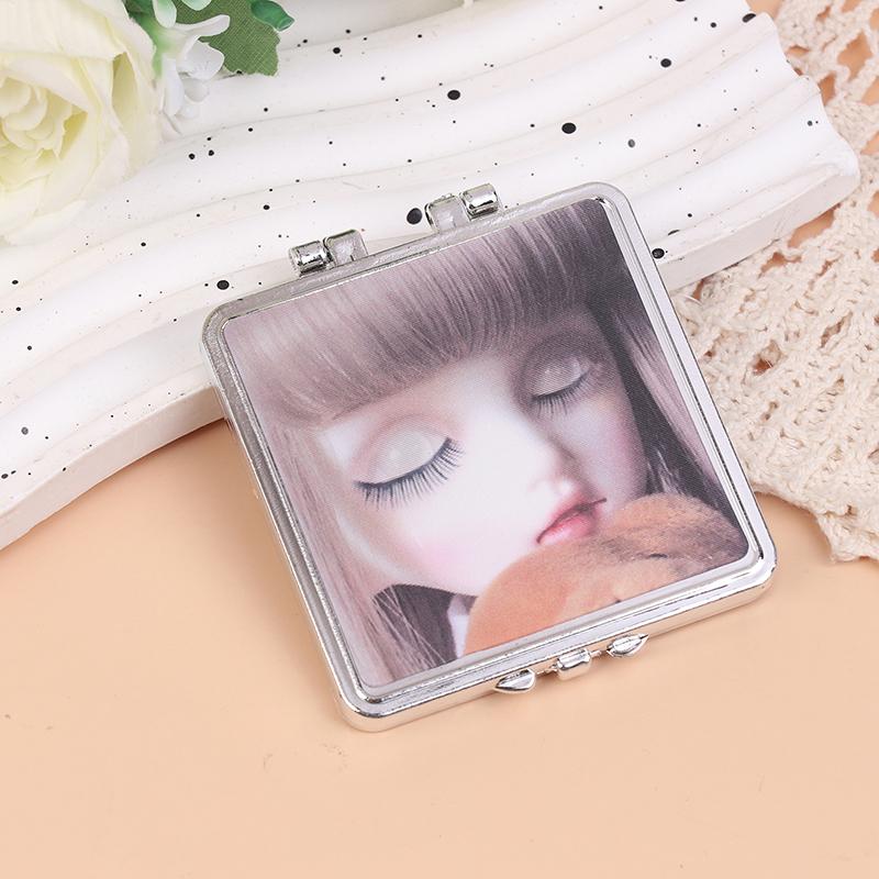 3D Image Cute Doll Mini Pocket Mirror Small Portable Mirror Double-Sided Plastic Makeup Mirror Flip Makeup Mirror