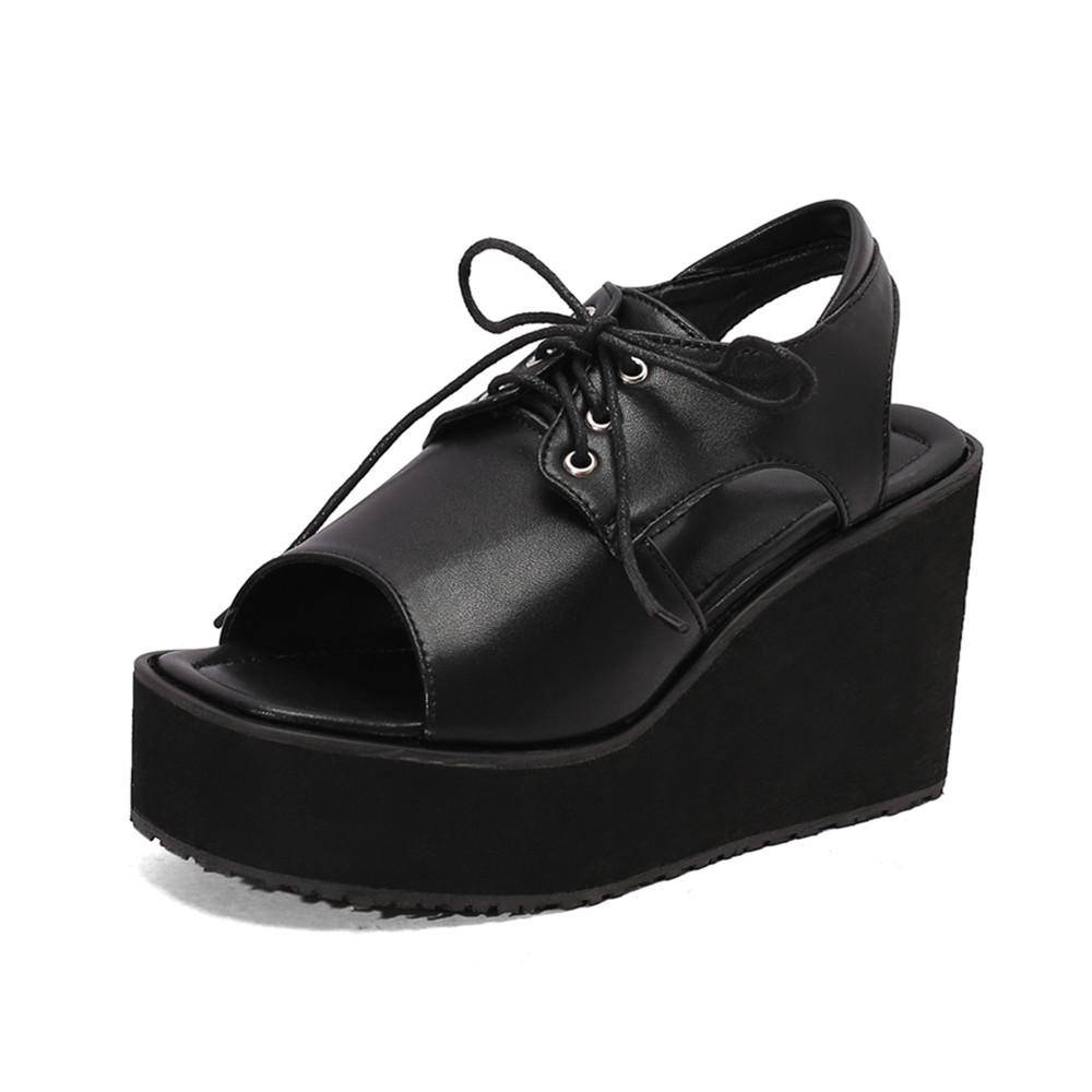 Fashion Women Wedges Sandals Summer Thick Bottom Waterproof Platform Dress Banquet Comfortable Open Toed Workwear Large Size 32-48 Pink