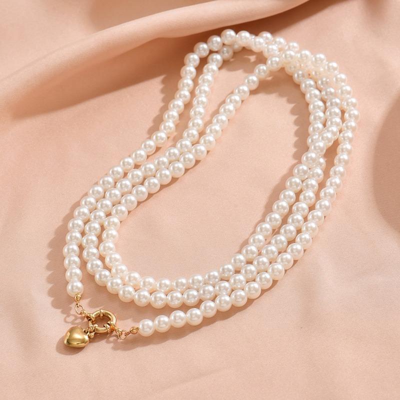 

Длинное ожерелье из искусственного жемчуга, кулон в стиле Фулуоке, женское многослойное ожерелье с подвесками в виде сердечек