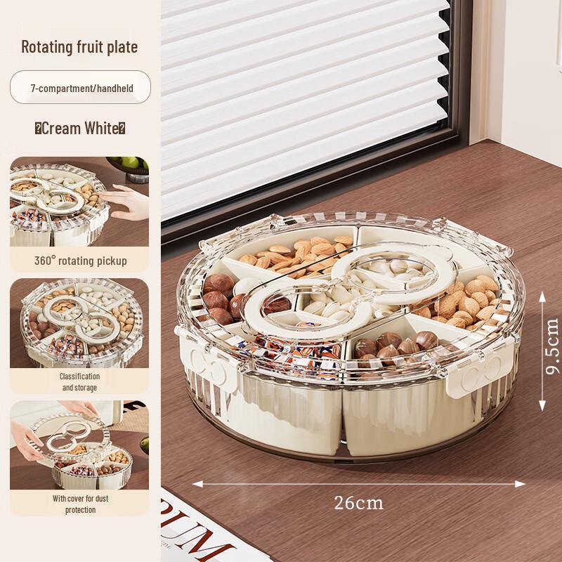 Portable Rotating 7-Compartment Snack & Fruit Box