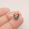 Oyster Turquoise Ring In 925 Sterling Silver, Minimalist Gemstone Ring, Handmade Boho Statement Jewelry