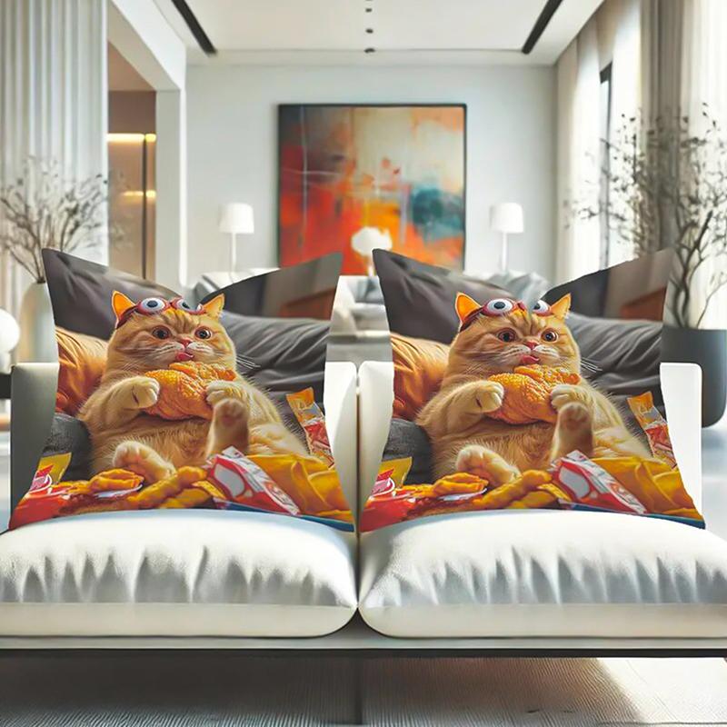 Cat Pattern Square Pillow Cover 18X18 Inches Single-Sided Printed Pillow Cover Home Pillow Cover Living Room Decoration