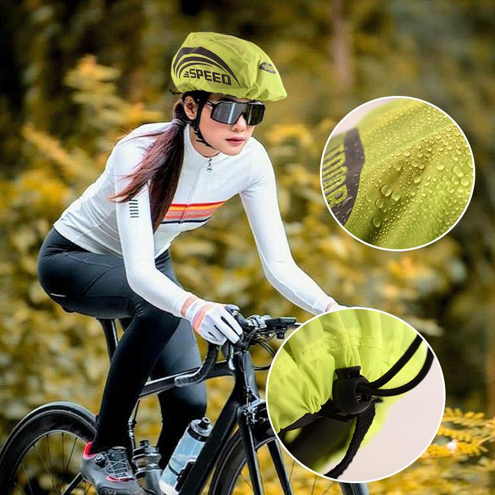 10PCS Cycling Helmet Cover with Reflective Strip Waterproof and Windproof Safety Riding Hat Adjustable Bicycle Helmet Cover