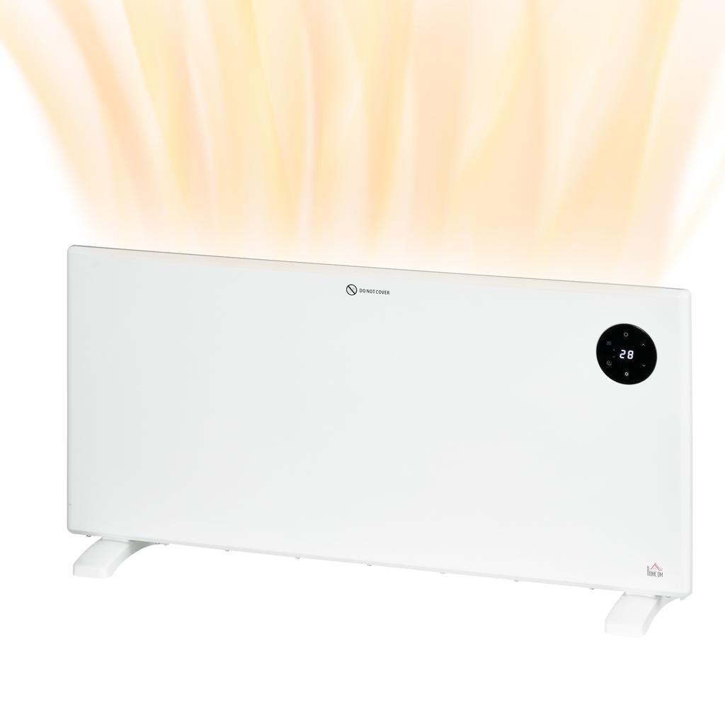 2000W Electric Convector Heater, Freestanding or Wall Mounted, Space Heater with Adjustable Thermostat, Timer, White