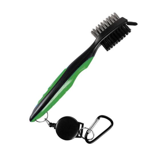 Portable Double Side Golf Club Cleaning Brush with Retractable Line Carabiner