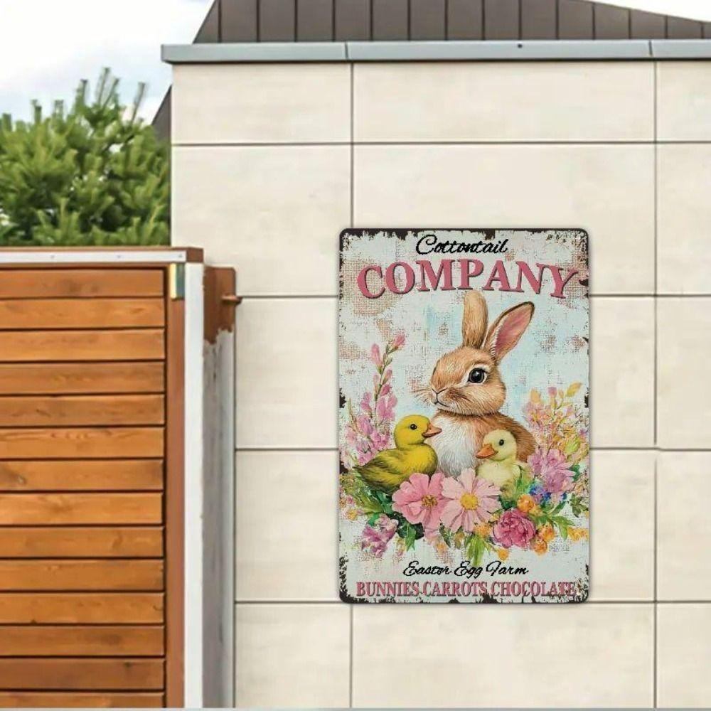 Easter Rabbit Metal Tin Sign Wall Art Decor 20x30cm
