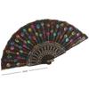 Sequin Embroidery Chinese Folding Fan Peacock Pattern Handheld Fan Plastic Fan  Home Decor