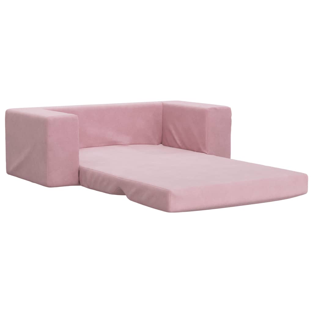 Kids  Sleeper Sofa 2 Seater Pink Soft Plush