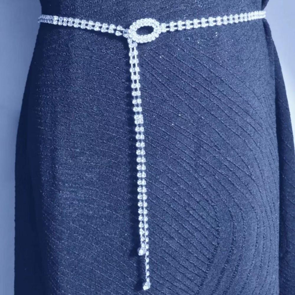 Silver Waist Chain Belt Rhinestone Decorative Belt Waistband Body Link Belts for Wedding Party
