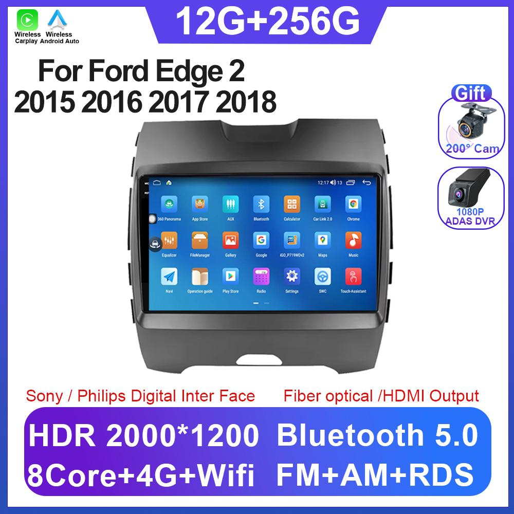 Android 14 For Ford Edge 2 2015 2016 2017 2018 8 Core CPU Bluetooth Gps IPS Electronics Navigation Carplay Auto Radio No 2din
