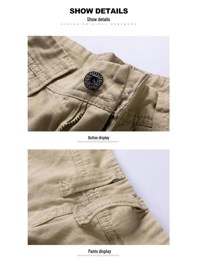 Men's Plus Size Cargo Shorts: Loose-Fit, Mid-Length, Multi-Pocket, Pure Cotton, Breathable, Casual.