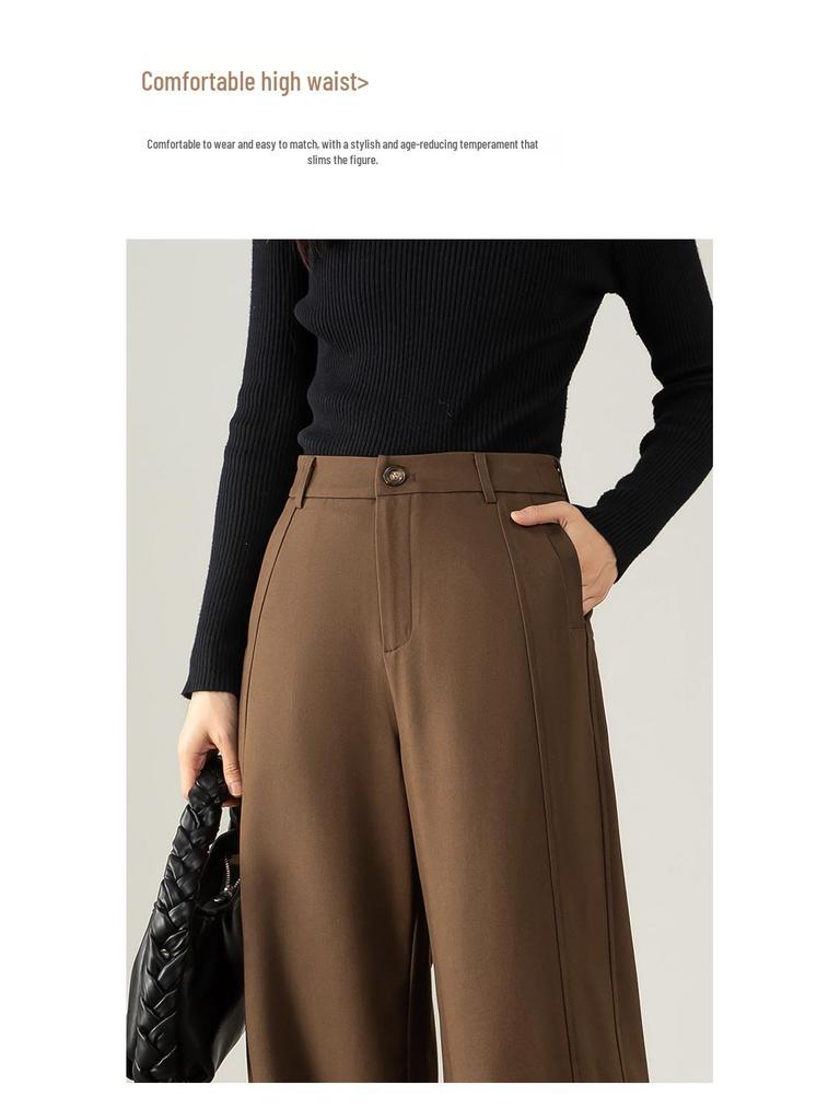 Women's Autumn 2025 High-Waisted Lyocell Wool Pants - Narrow to Wide-Leg, Drapey, Floor-Length Trousers.
