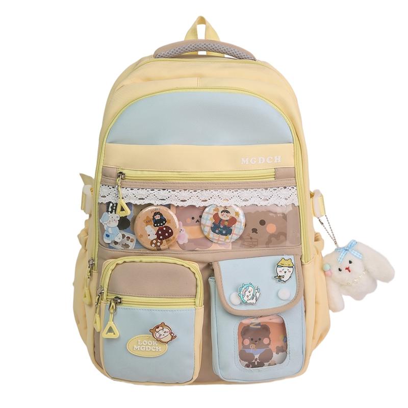 College Colorblock Schultasche Damen Reiserucksack Leichtgewichtiger Klassenrucksack