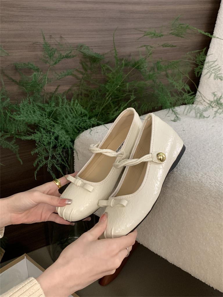 OKLEIBO Inner Height Increase Silver Mary Jane Single Shoes Women's Shoes Spring and Autumn 2025 New Korean Version Bow Evening