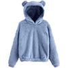 Damen Kapuzenpullover mit Bärenohren Flauschiger Sherpa Fleece Pullover Langarm Niedlich Locker Freizeit Warm Plüsch Kapuzenpullover Oberteile