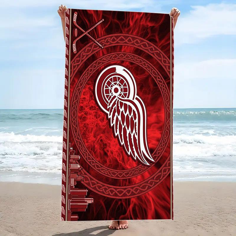 Detroit Red Wings Print Beach Towel, Large Soft Quick Dry Towel for Beach Camping Swimming