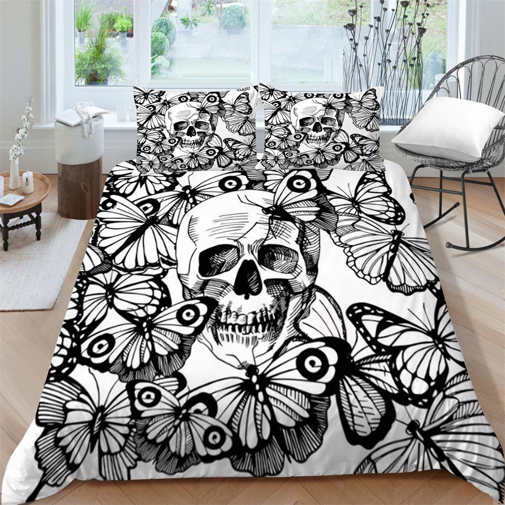 3D Skull Print Bed Suit Bedding Quilt Cover Home Bedclothes Kids Gift Microfiber Comforter Breathable Duvet Cover