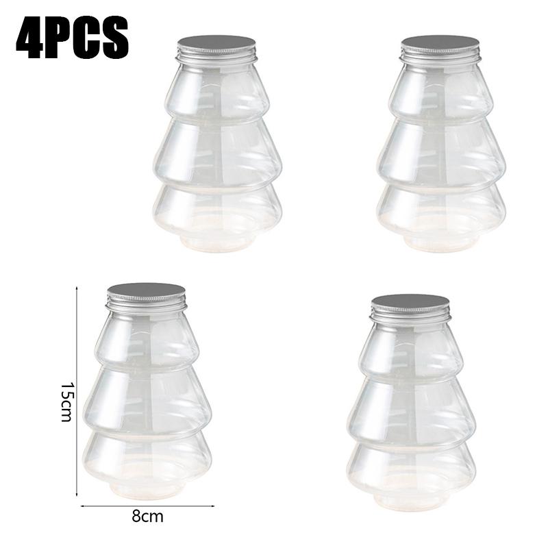 

Рождественская конфета, печенье, бутылка, герметичная банка, рождественская елка, бутылка для молока, чая, банка для хранения закусок, контейнер для еды, украшение для дома 4pcs