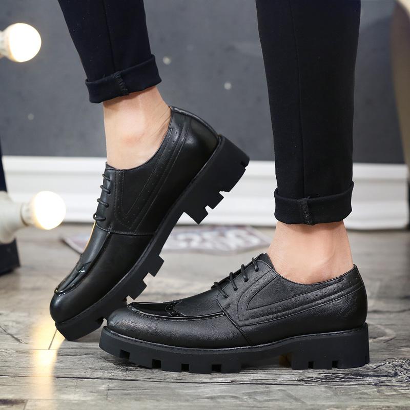 Fashionable Thick Soled Height Increasing Men's Brogue Shoes Versatile High-end Business Dress Shoes for Men's Workwear Shoes