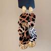 Retro leopard print leather fringed earrings stud earrings temperament personality Maillard style earrings