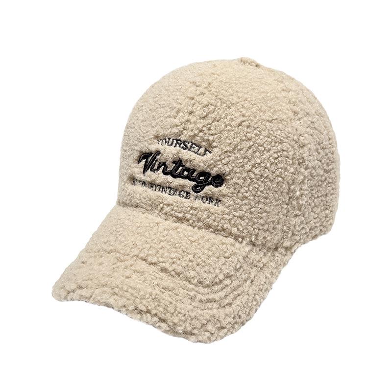 Korean Style Women's Embroidered Plush Winter Baseball Cap