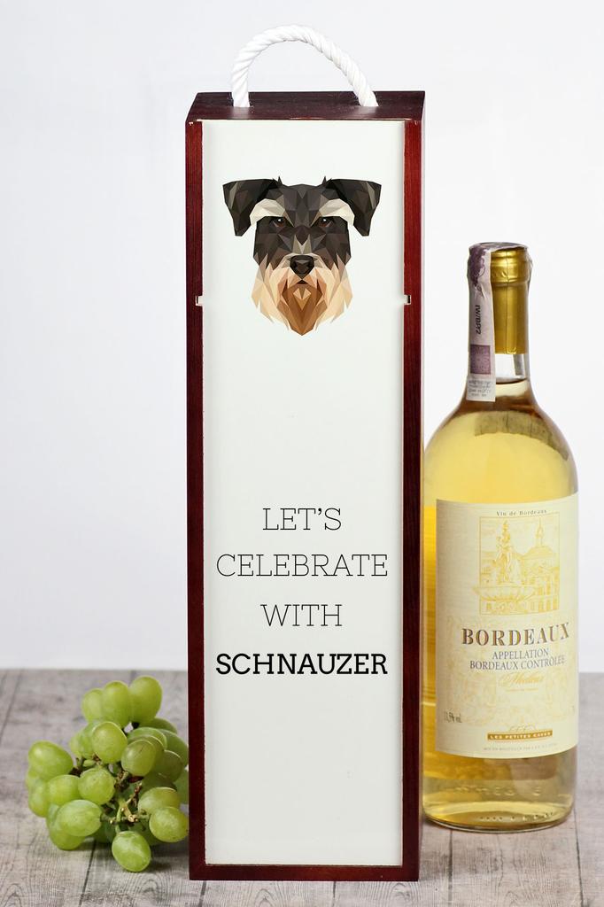 Sznaucer, Schnauzer - Geometryczne Pudełko Ze Zdjęciem I Napisem Na Wino Marki Art-Dog