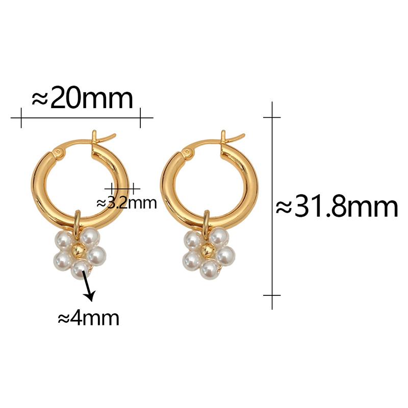 PONYKISS Sterling Silver Needle Pearl Pendant Round Hoop Earrings for Women Minimalist Trendy Fashion Accessories
