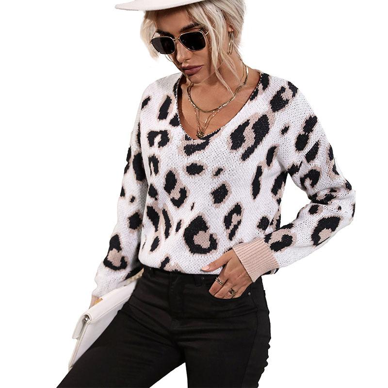 Vintage Fashion Elegant Casual Fall Women's Long-sleeved Leopard Retro Sweater