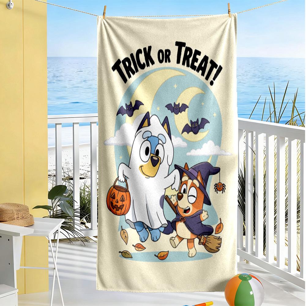 Halloween Trick Treat Beach Towel High Absorbency & Quick-Dry Comfortable Lightweight