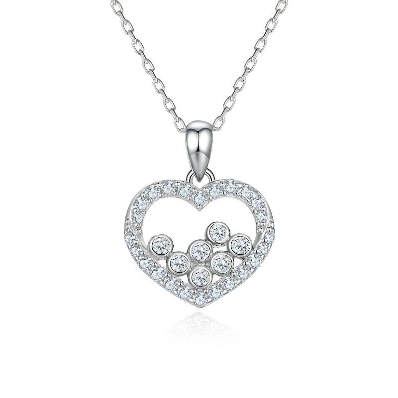 S925 silver heart necklace versatile niche design European and American style love neck chain sterling silver collarbone chain