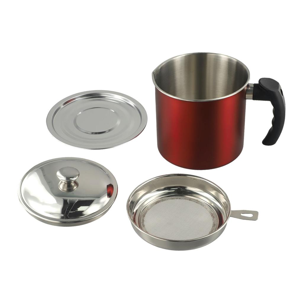 Cooking 5.62*4.92*6.49 Inches Stainless Steel Oil Pot Oil Container With Filter Humanized Handle Dishwasher Safe