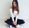 Premium Quality Mode Femme Decollete Crop Top With Long Sleeves For Stylish Comfort