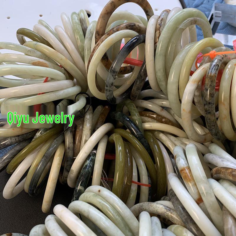 Натуральный браслет из нефрита Сиюянь с дефектами - Присутствуют трещины, В наличии 57/58mm